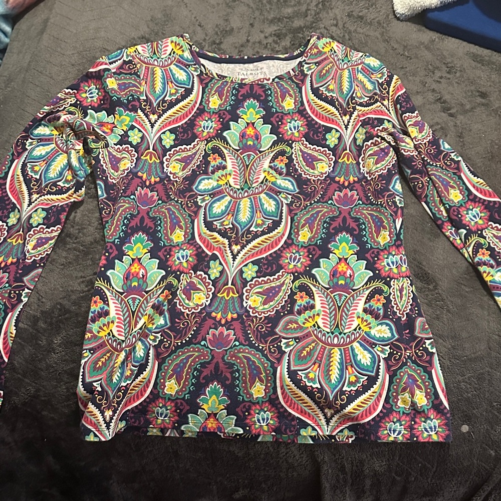 Talbots Multicolor Paisley Long Sleeve Blouse